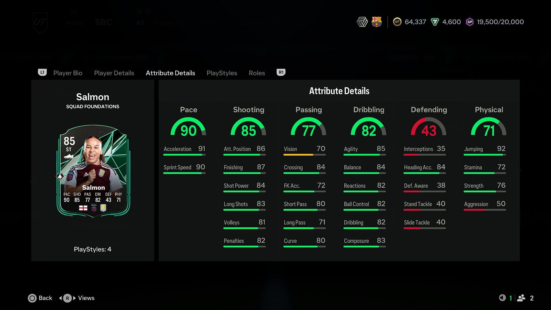 Stats of the Ebony Salmon card (Image via EA)